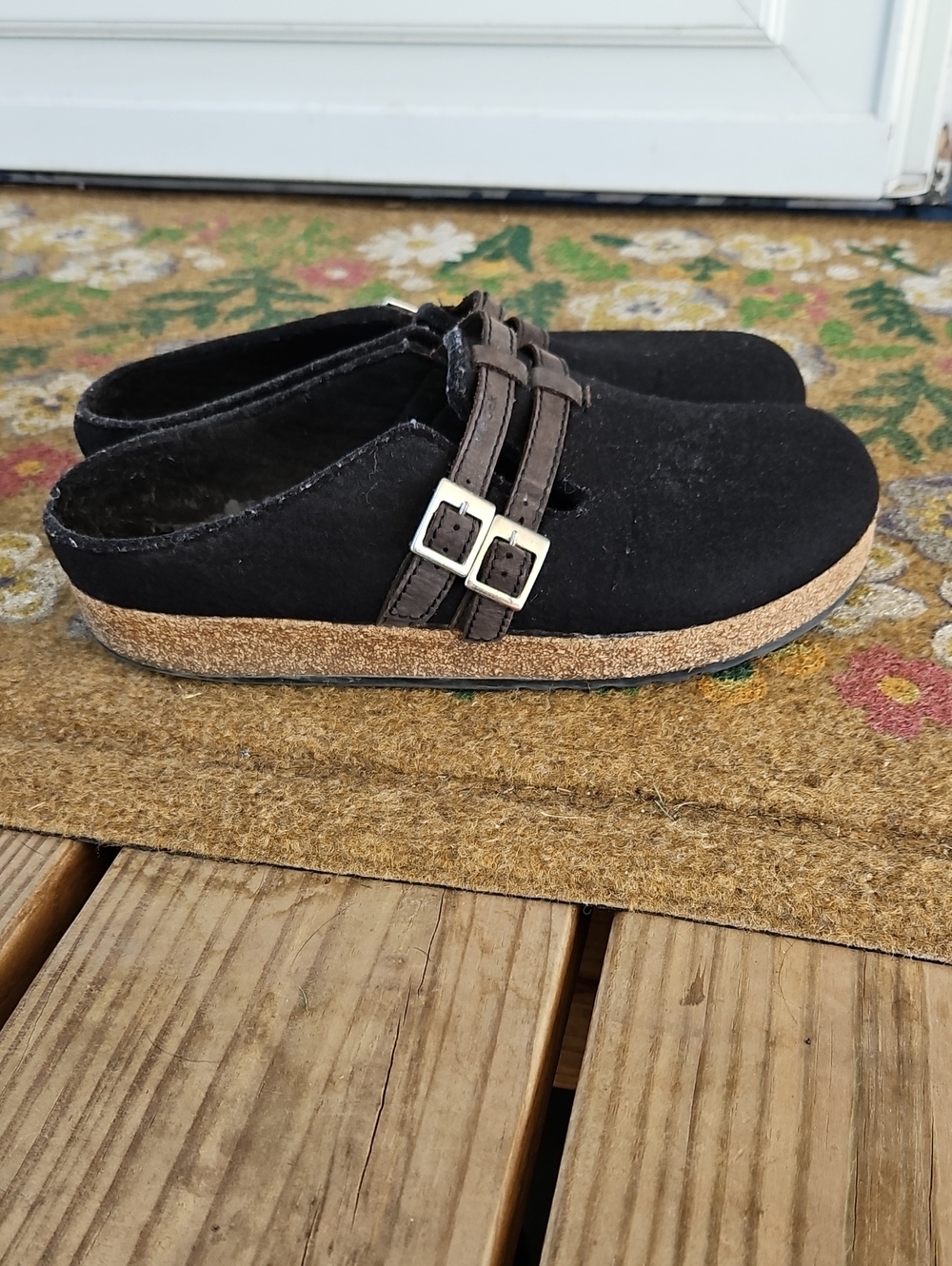 Haflinger Haley Clog Wool Black Slip On Slides Women’s Size 41